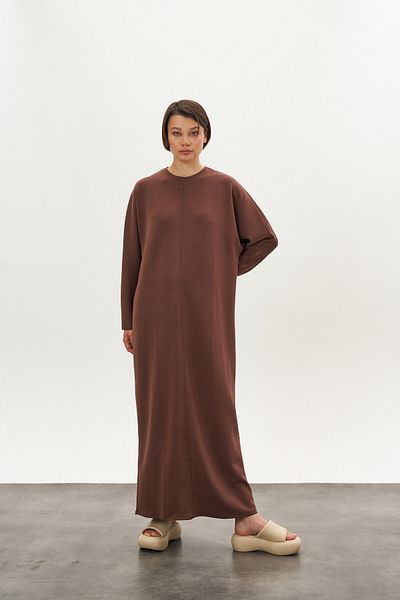 Mevra Front Stitched Modal Dress Brown