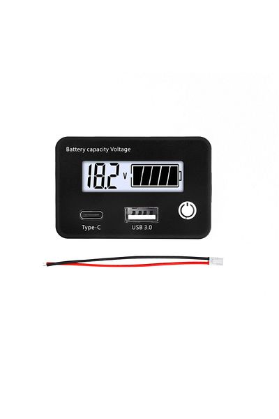 Voktta White Dc8-30v Battery Capacity Indicator Lead-acid/lron-lithium/ternary Lithium Measurement With Usb