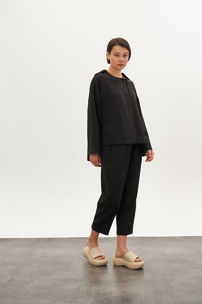 Mevra Front Stitched Modal Trousers Black