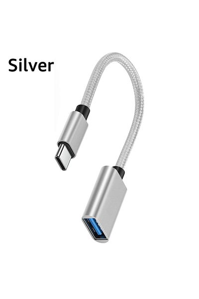 Choice محول OTG من النوع C فضي اللون، كابل تمديد من النوع C إلى USB، كابل محول من USB C ذكر إلى USB 3.0 أنثى