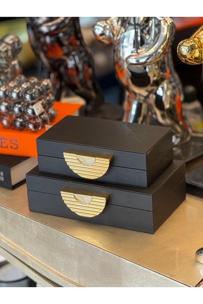 NARİBA Leather Decorative Box Set of 2 Leather Jewelry Box