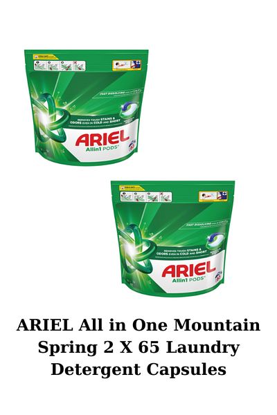Ariel Pack of 2 X Ariel 3in1 Mountain Spring detergent capsules, 65 pcs, 130 pcs