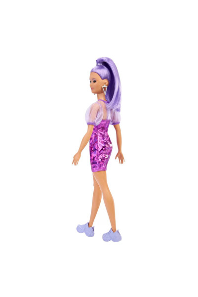 Barbie BARBIE FASHIONIST DOLL WITH PURPLE HAIR AND DRESS WITH PUFFY SHOULDERS