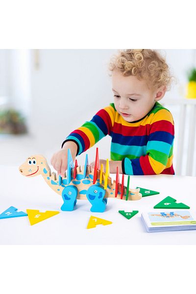 Jet Puzzle Montessori din Lemn cu Dinozauri – Joc Educational de Logica si Matematica pentru Copii