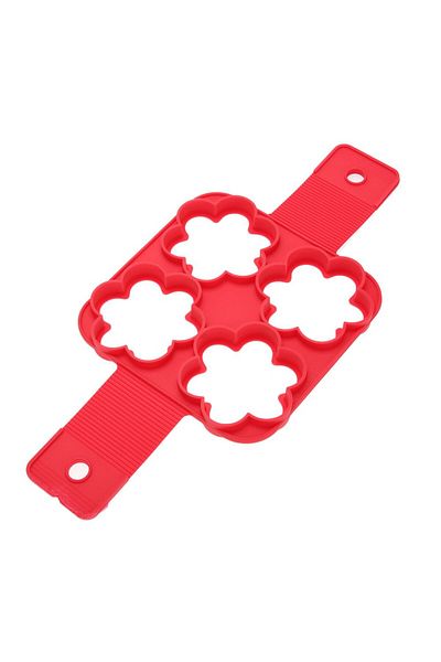 zola Silicone mold, for American pancakes, eggs or omelets, flower pattern, 16x16 cm, red