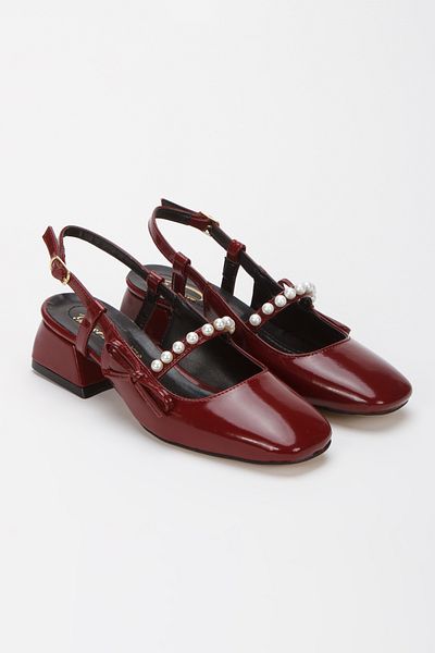 Best Group Pearl and Stone Short Heeled Women's Shoes