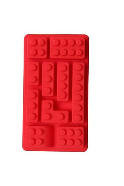 zola Silicone mold for homemade chocolate, LEGO cube pattern, red, 14.5x8 cm