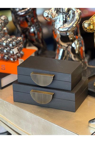 NARİBA Leather Decorative Box Set of 2 Leather Jewelry Box