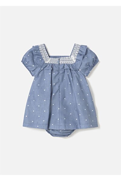 MAYORAL Baby Girl Diaper Covered Polka Dot Dress Blue 1919