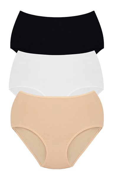 Arma Yıldız Chiloți de damă din bumbac cu talie înaltă, pachet de 3 țesături elastice colorate