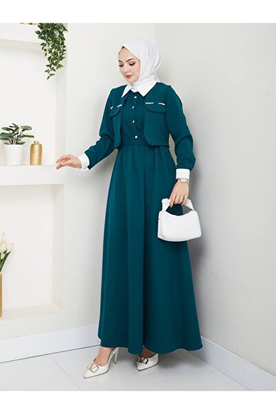 Esre Store 2522 - طقم حجاب مزدوج أخضر