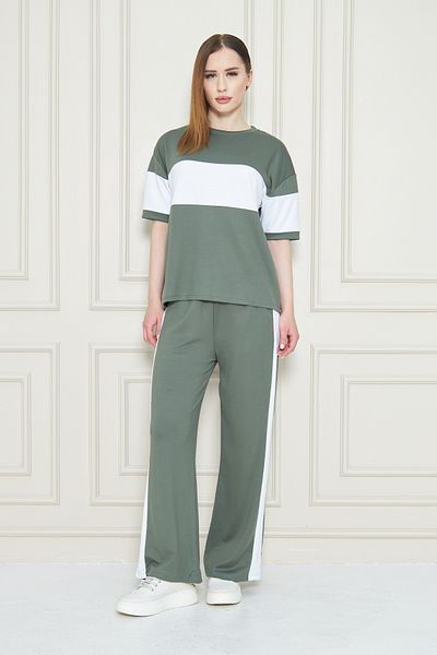 Zuzu Women's Front and Sleeve Stripe Detailed Modal Two-Piece Suit