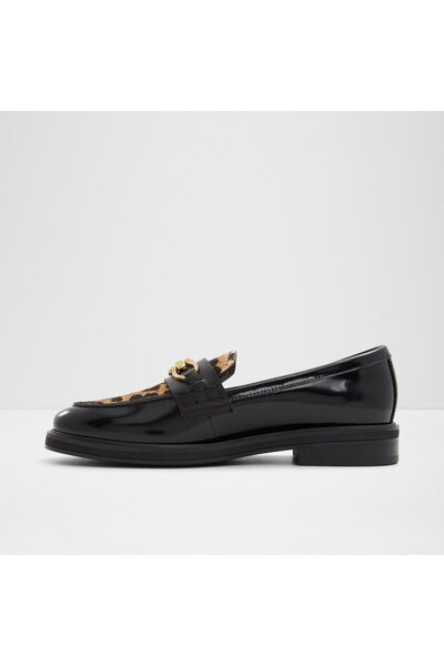 Aldo Bıssom-hakiki Deri Leopar Desenli & Siyah Kadın Loafer