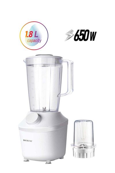 rebune Electric Blender with 50g Coffee Grinder and Capacity 1.8 L 650 W RE-2-195W White