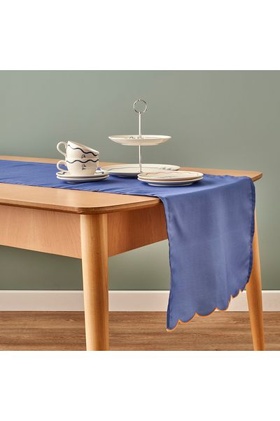 Bella Maison Covoraș din bumbac marin cu margine festonată albastru (50x150 cm)