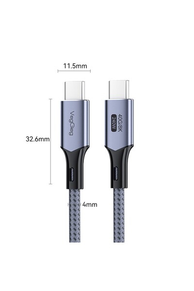 Veggieg USB 4.0 240W Pd 40Gbps 8K 60Hz Thunderbolt 4 Compatible Type-C to Type-C Image Hi with E-Mark Chip