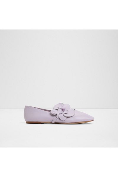 Aldo FLORALINA - Pantofi de damă din piele naturală violet deschis plat și Mary Jane