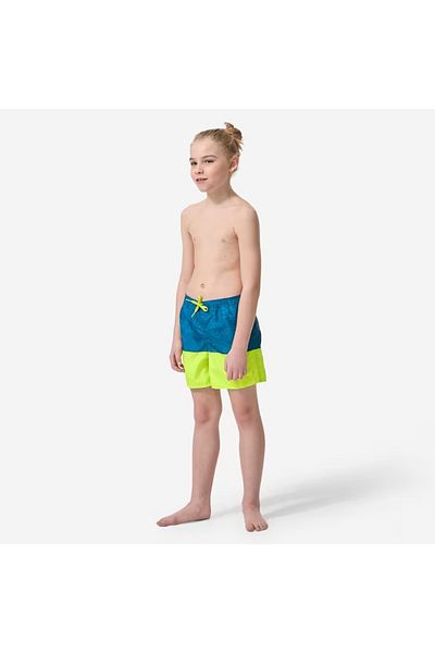 Decathlon Pantaloni scurti de baie pentru copii - Albastru/Galben - Cu model - 100