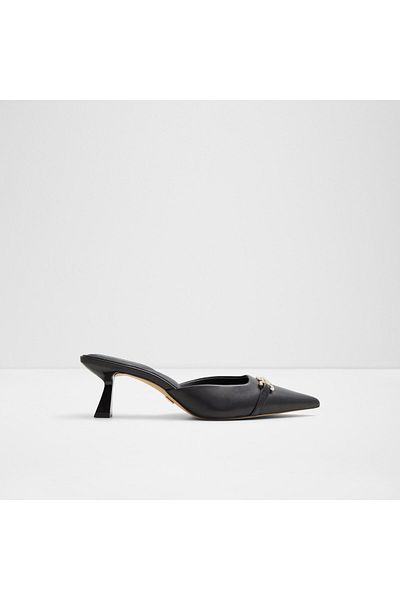 Aldo Prımavera-Genuine Leather Black Women's Heeled Slippers