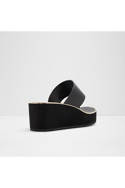 Aldo Penelopy - Women's Faux Leather Black Wedge Heel Slippers