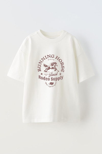 Anetos Tricou Running Horse Front cu imprimeu Cotton White supradimensionat