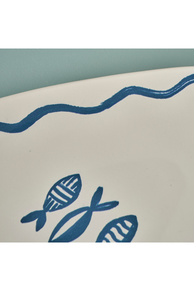 Bella Maison Marine Seramik Servis Tabağı Mavi (35 cm)