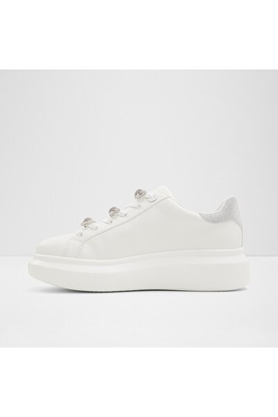 Aldo Merrick - Women's Faux Leather White Flat Lace-Up Modern Design Sneakers