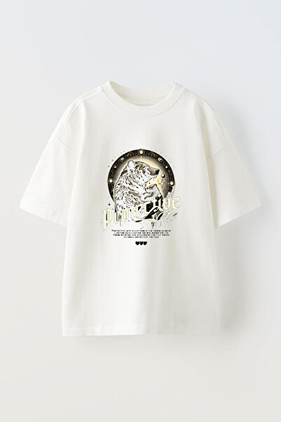 Anetos Tricou Protective Love Front cu imprimeu Cotton White supradimensionat