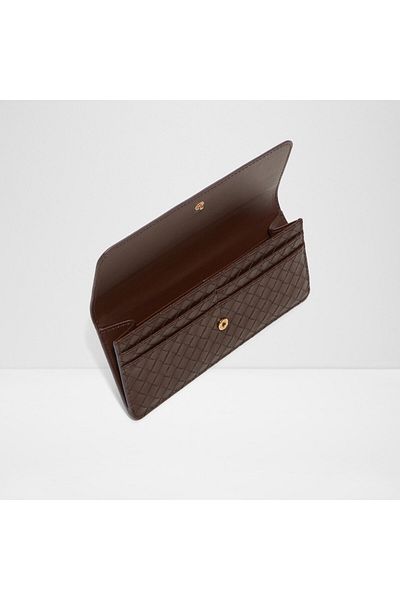 Aldo Agrali - Women's Faux Leather Brown Top Zipper Medium Size Wallet