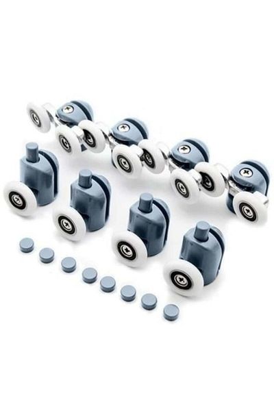 varioshop Set of 8 double wheels for VarioShop® shower cabin, universal, easy move bearings, stops included