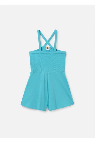 MAYORAL Girl's Cross Strap Short Jumpsuit Turquoise 6869