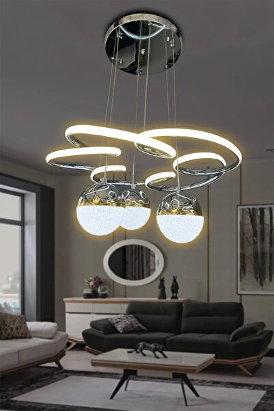 RSCOLLECTIONS Florya 3 Toplu Led Avize Kumandasız Krom