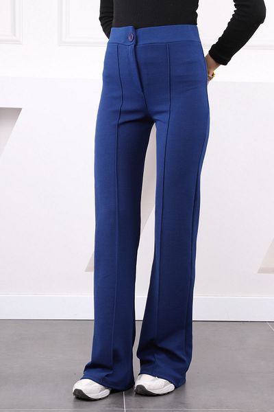 İmajButik Light Navy Blue Grass Lycra Flared Trousers