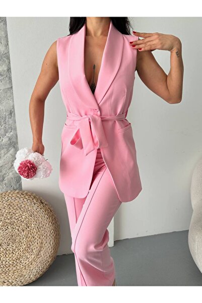 ZF BUTİK Belted Vest and Trousers Suit