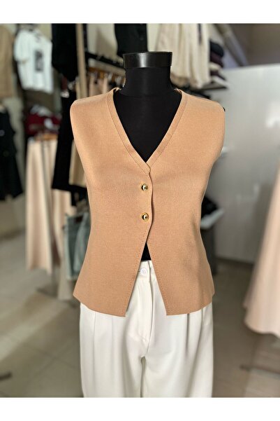 Butik Kadın Giyim Triko Çelik Kumaş Yelek