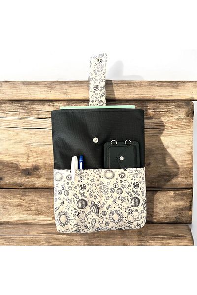 Moserini Space Themed Patterned, Pocketed, Book Bag/Case Multi-Purpose Bag, Organizer - Space