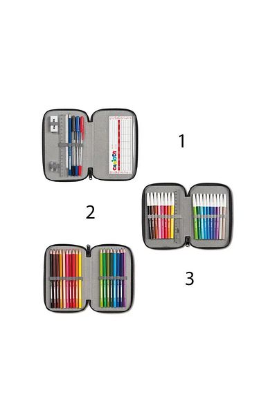 CARIOCA Pencil case with 3 zippers, equipped with 44 pieces, Animals - Various models