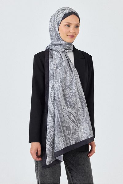 Rays Gray Ethnic Patterned Shawl 4012
