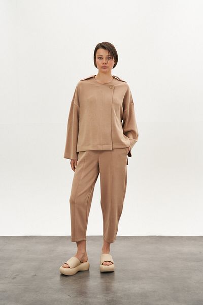Mevra Front Stitched Modal Trousers Camel