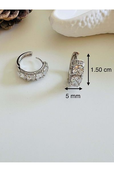 ACAR TAKI Xuping Zircon Stone Hoop Earring-Silver Acr4609