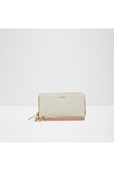 Aldo Melisande - Women's Faux Leather Ecru Top Zipper Wallet