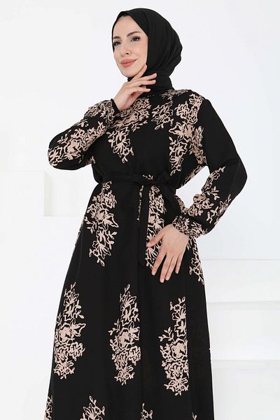 TOFİSA Rochie cu model cu curea neagră - 27191
