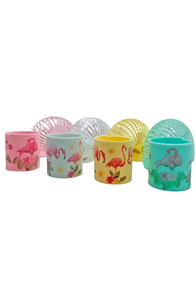 Limmy Flamingo Pattern Colorful Stress Spring Toy Stress Spring - 5 cm Diameter - 1 Pcs