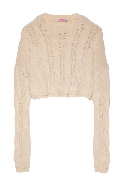 Quzu Crop Knitwear with Ripped Detail