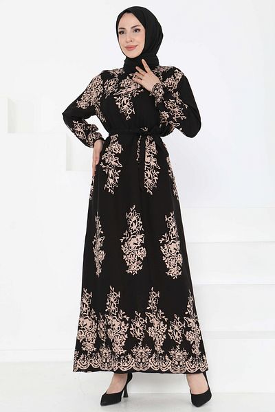 TOFİSA Rochie cu model cu curea neagră - 27191