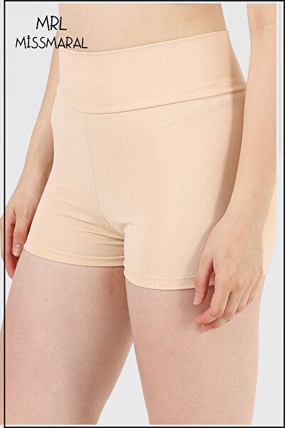 missmaral Kadın Ten Rengi İç Göstermez Yüksek Bel Mini Şort Günlük Kullanım Sıkılaştırıcı Fit Görünüm 1080