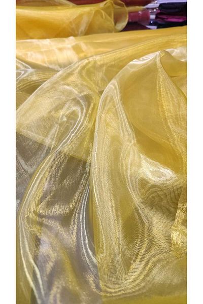 River Fabrics Janjanlı Organza Yellow