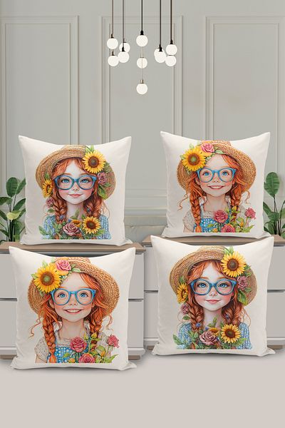 Filamente 4-Piece Double-Sided Digital Printing Throw Pillow Cover Children's Room