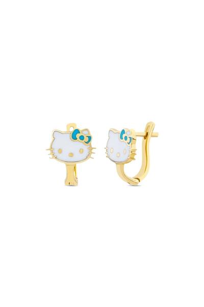 Koçak 14 Ayar Blue Hello Kitty Tasarım Çocuk Altın Küpe