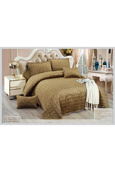 CHIRASO CHIRASO Velvet Duvet Cover Set, 5 Pieces, Duvet Cover 220 x 240 cm, 4 Pillowcases, camel brown